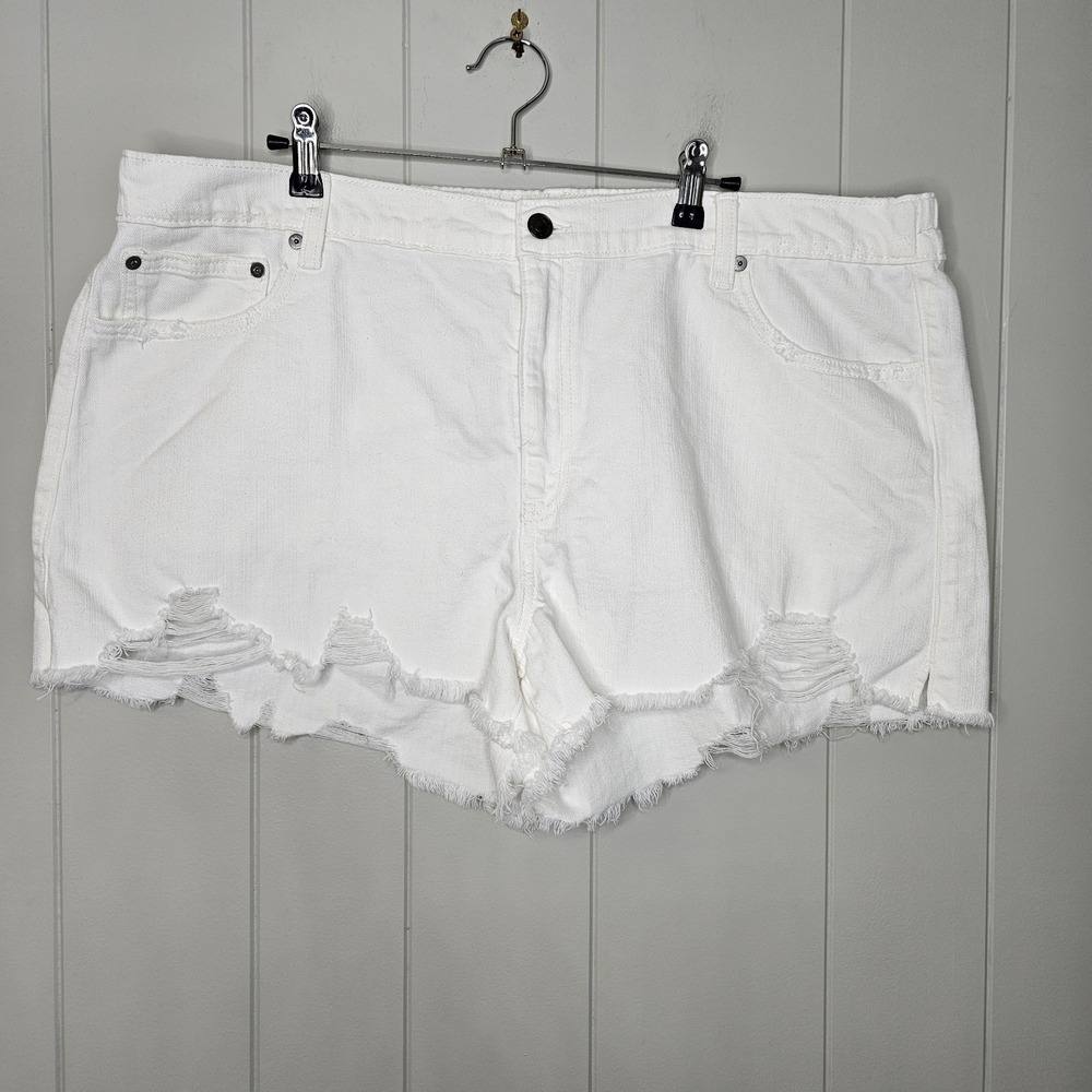 Aerie White Women's Shorts Elastic Waist Band In‎ Back Distressed Size XXL